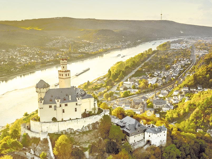 Marksburg Castle overlooking the Rhine River, Germany